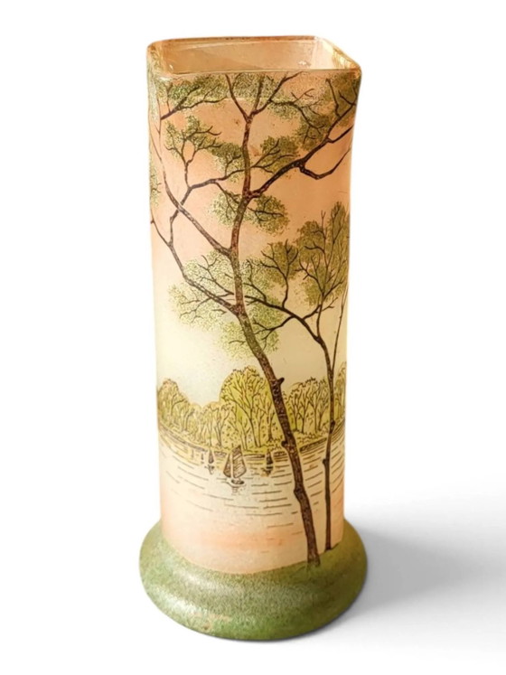 Enamelled glass vase Legras – Crystal, Art Deco (photo 6 of 9)