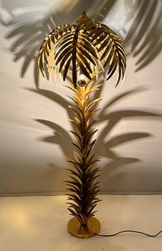 Image 1 of Gran lámpara de pie/palmera estilo Hollywood Regency, al estilo de Maison Jansen, Francia, década de 1970