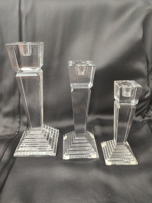 Trio 3 Nachtmann Bavarian crystal candlesticks cash register