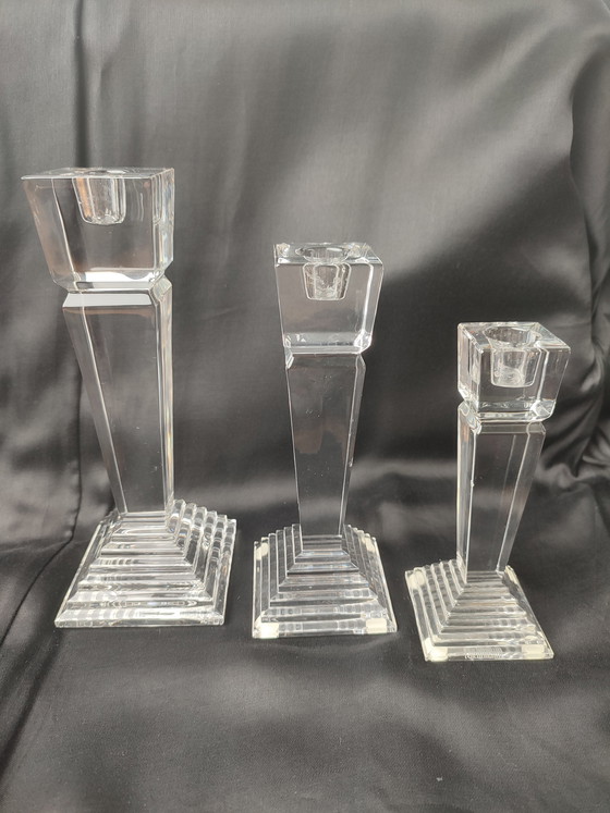 Image 1 of Trio 3 Nachtmann Bavarian crystal candlesticks cash register