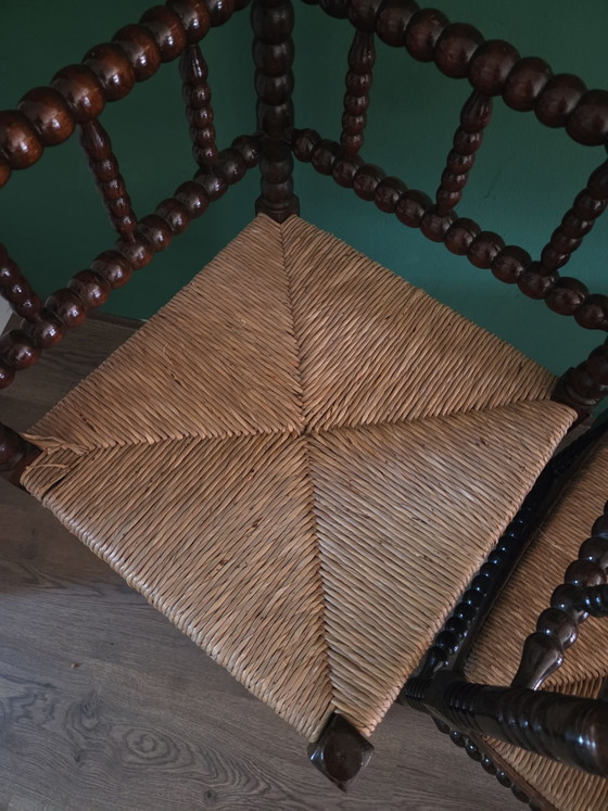 Set of vintage corner chairs – Chairs and lounge chairs, Wood, Wicker (photo 5 of 6)