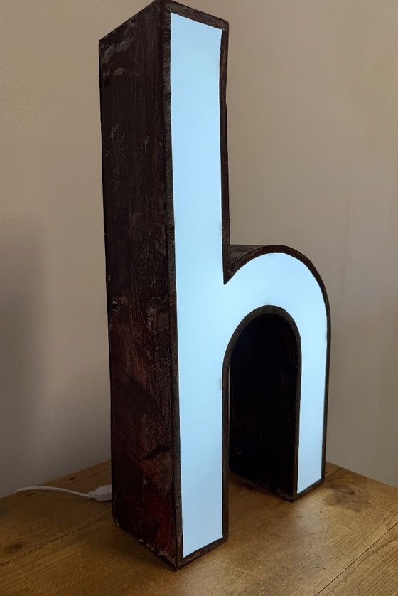 Image 1 of Vintage Illuminated Advertising Letter H , 1960s