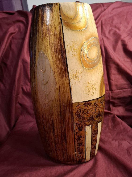 Vintage Mid-Century Modern Sgraffito Ceramic Vase (Bay Keramik Style) - 37cm (photo 5 of 11)