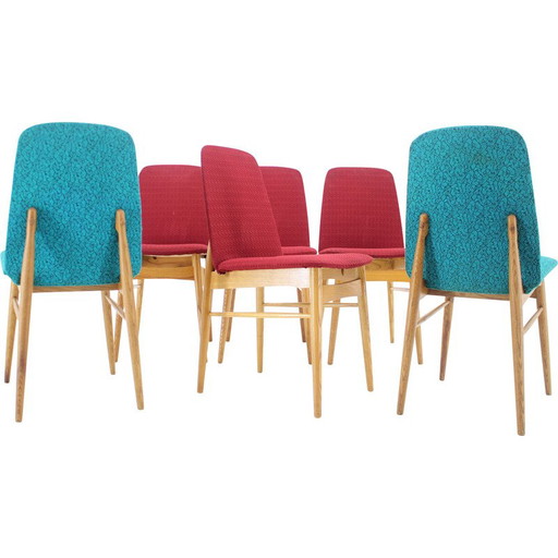 Set di 6 sedie da pranzo vintage in frassino, Cecoslovacchia, anni '60