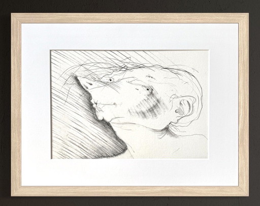 Robert Detheux - Magnifique portrait surréaliste - Vendu encadré 