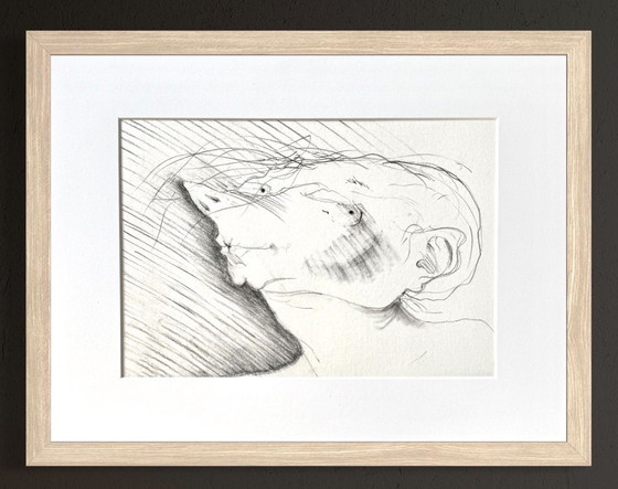 Image 1 of Robert Detheux - Magnifique portrait surréaliste - Vendu encadré 