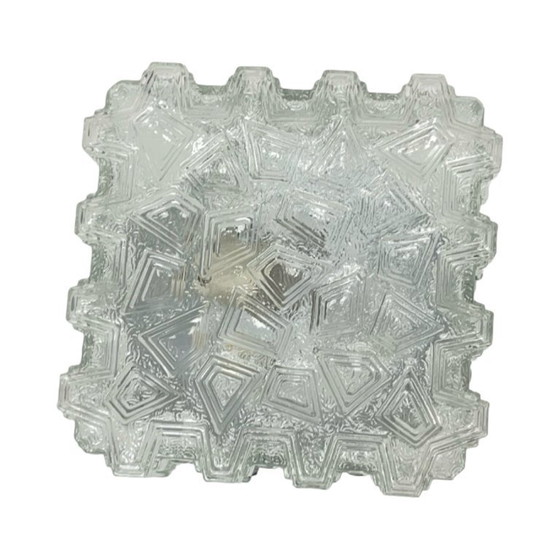 Lámpara de techo cuadrada Hillebrand de los años 70, fabricada en vidrio prensado grueso. – Plafones, Glass (photo 5 of 13)