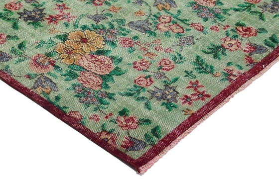 Tappeto turco vintage Oushak 230 × 123 cm – Tappeto in lana tessuto a mano con motivo floreale a rose (photo 7 of 10)