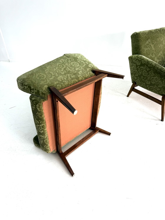 Set of 2 Vintage Armchairs, 1960s – Wood, Textile (photo 10 of 13)