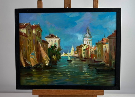 Original Oil Painting City River Landscape Dream of Venice
