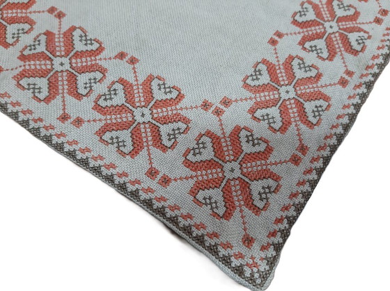 Image 1 of Vintage Hand Embroidered Linen Tablecloth 42 x 42 cm
