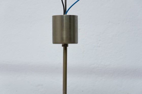 Image 1 of Mid Century Pendant Lamp Glass & Chromed Steel Kamenický Šenov 1970s Czechoslovakia