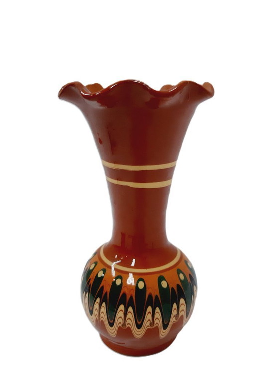 Image 1 of Vaso vintage smaltato a goccia, marrone chiaro