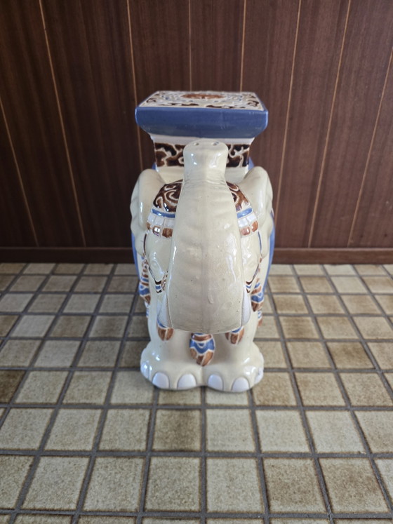 Image 1 of Vintage Ceramic Elephant Plant Table / Side Table
