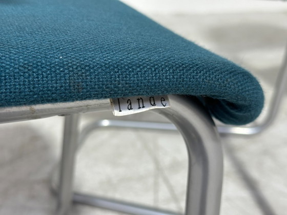 6x Artifort Lande Jami Stoelen - Buisframe Sledemodel - Bakeliet - Petrolblauw – Eetkamerstoelen, Metal (photo 2 of 9)
