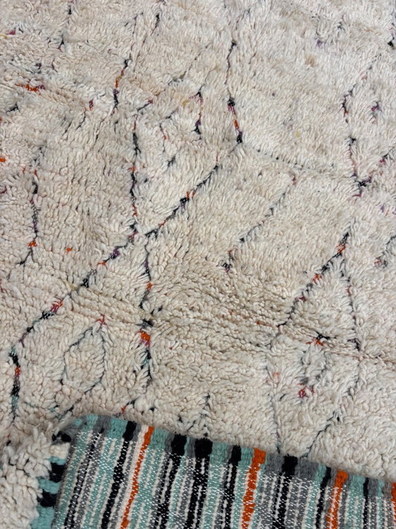 Image 1 of White Berber Moroccan Mrirt Wool Rug 160x290 cm– Handwoven Neutral Berber Carpet, Geometric Texture Design, Modern Minimalist De