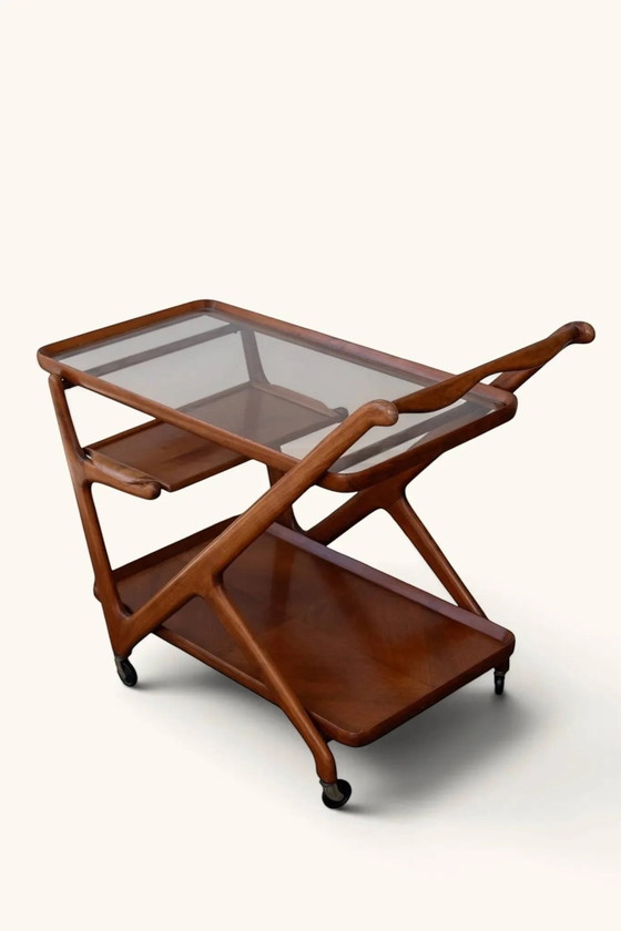 Desserte de Cesare Lacca pour Cassina, années 1950. – Bois, Verre, Vintage (photo 9 of 15)