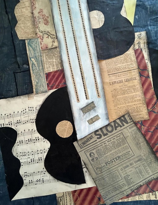 Avant-Garde 1930s Mixed Media - Synthetic Cubism Style Collage (Picasso/Braque Era)