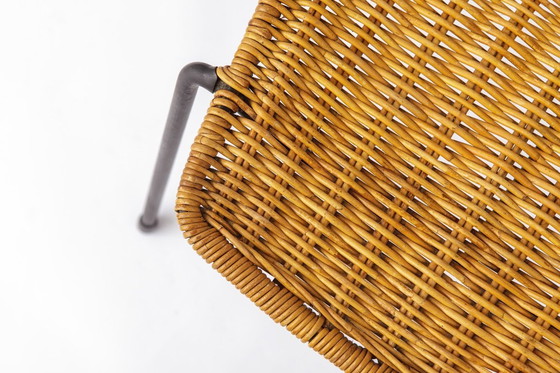 Image 1 of Set of 2 Gianfranco Legler Basket Chairs, 1950s Rattan Chairs, Mid Century Swiss Design, Metal & Wicker Chairs