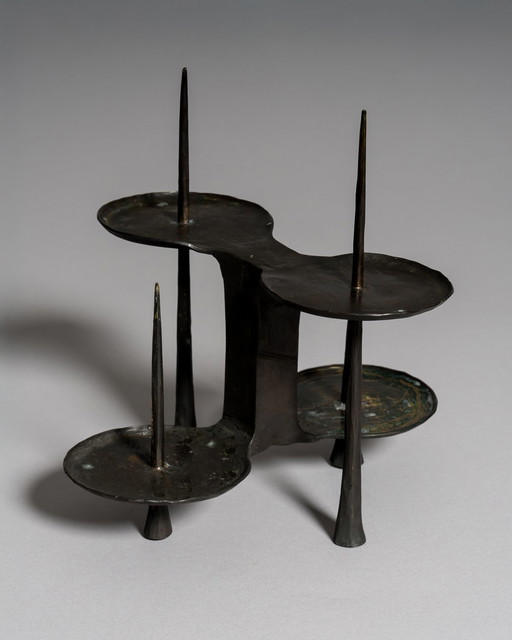 Brutalist Bronze Candleholder by Bergmeister Kunstschmiede, Germany, 1970s