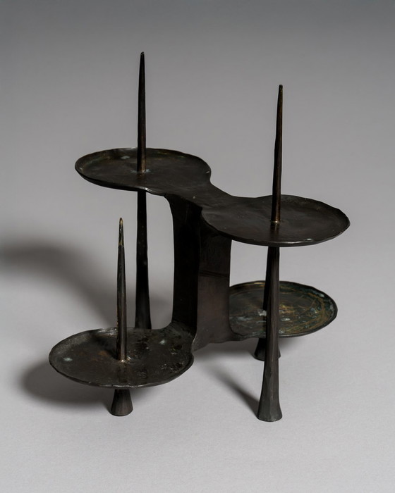 Image 1 of Brutalist Bronze Candleholder by Bergmeister Kunstschmiede, Germany, 1970s