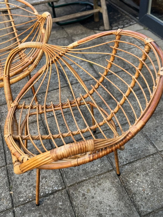 Image 1 of Fauteuils italiens en métal et en rotin MCM