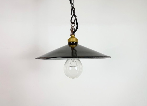 Image 1 of Industriële zwarte emaille lamp, jaren 1930