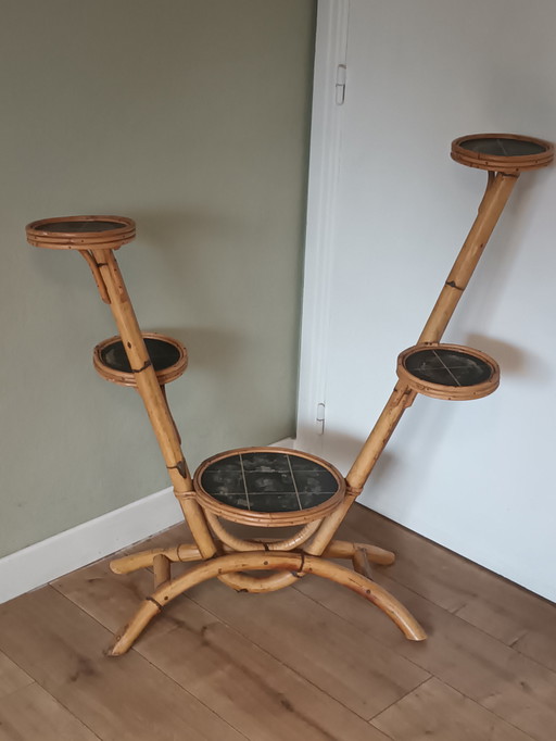 Tavolo da giardino in bambù di metà secolo