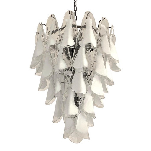 Contemporary White "Rondine" Murano Glass Cascade Sputnik Chandelier