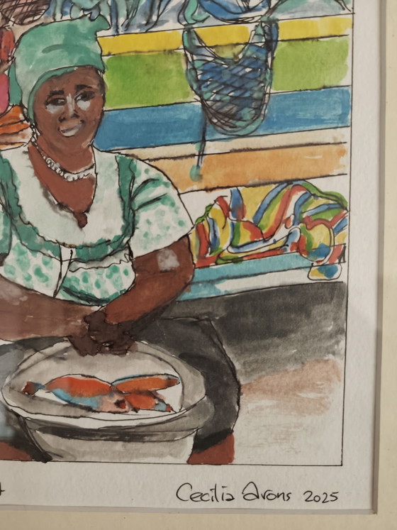 Watercolor "Makola market", Paintings & Drawings, Paper, Multi Color (photo 8 of 9)
