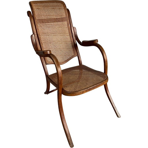 Vintage-Sessel aus Holz und Rattan von Michael Thonet, 1865