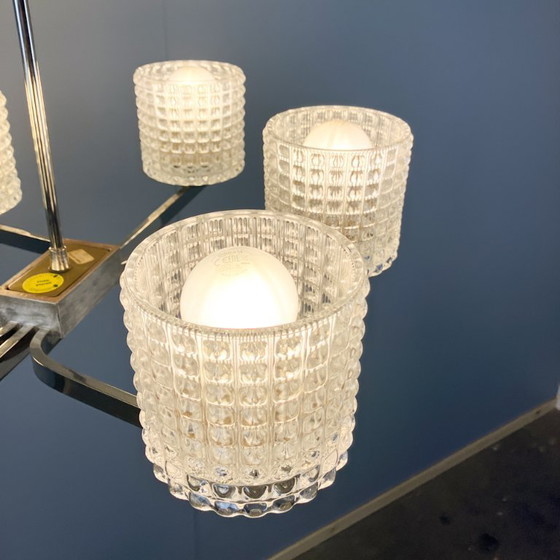 Image 1 of Six-light chandelier by Kaiser Leuchten, chrome, glass, 1960s