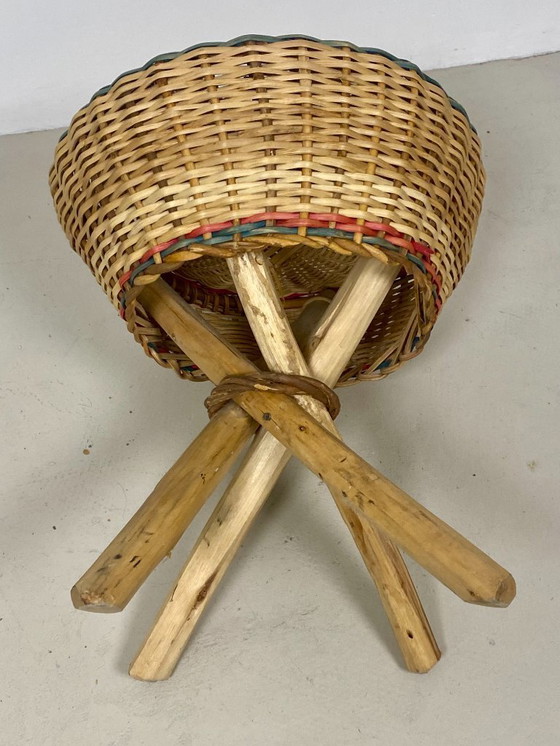 Image 1 of Rattan stool – Vintage 1970s