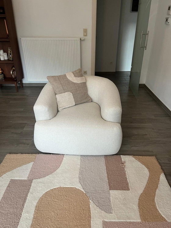 Image 1 of 3-zit en fauteuil in beige geweven stof van Westwing