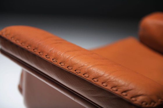 Image 1 of Très rares chaises longues DS-35 en cuir cognac/orange pour De Sede Swiss