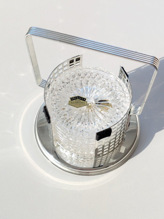 Image 1 of Sottobicchieri vintage in cristallo al piombo Hofbauer, portaoggetti in argento Art Déco, set da 6