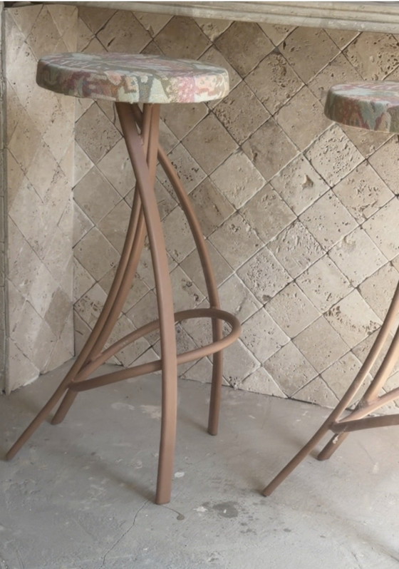 Magnifiques Tabourets de Bar Rétro 3 Pièces – Iron, Textile (photo 8 of 8)