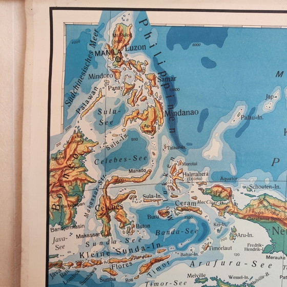 XXL Vintage School Map / Topography of Australia / 1950 – Wall decoration, Textile (photo 4 of 11)