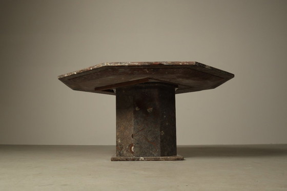 Image 1 of Fossil Stone Pedestal Coffee Table, France, 1970's