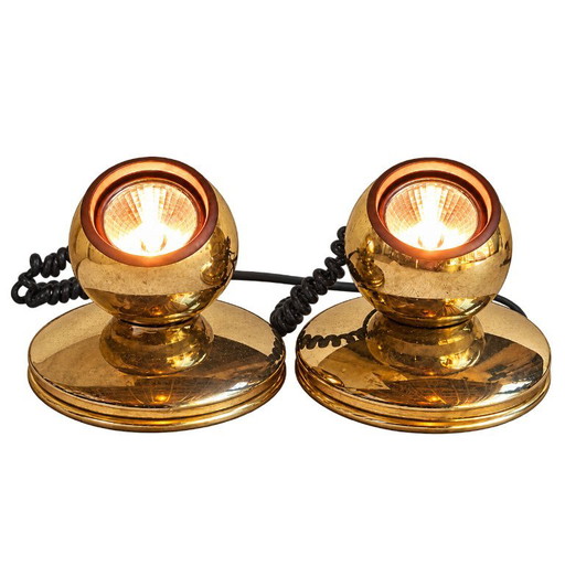 Paire de lampes spots orientables en métal doré – Pierre Disderot Luminaires, Paris