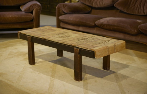 Ceramic coffee table by Roger Capron, Herbier model, 1960s