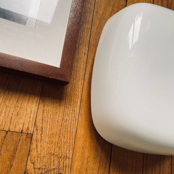 Image 1 of Lampada da parete/soffitto quadrata in vetro opalino bianco, lampadario vintage anni '60-'70, 25 cm