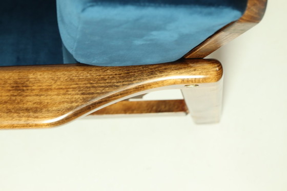 Image 1 of Vintage fauteuil blauw marin Scandinavisch ontwerp door Z.Bączyk 1965