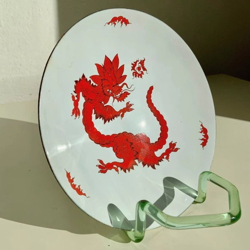 Antique Chinese Plate – Canton Enamel on Copper