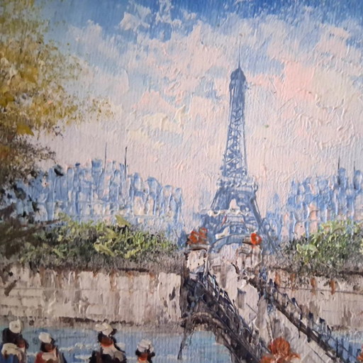 CAROLINE C. BURNETT | Figure/Torre Eiffel/Parigi | Dipinto originale ad olio su cartone