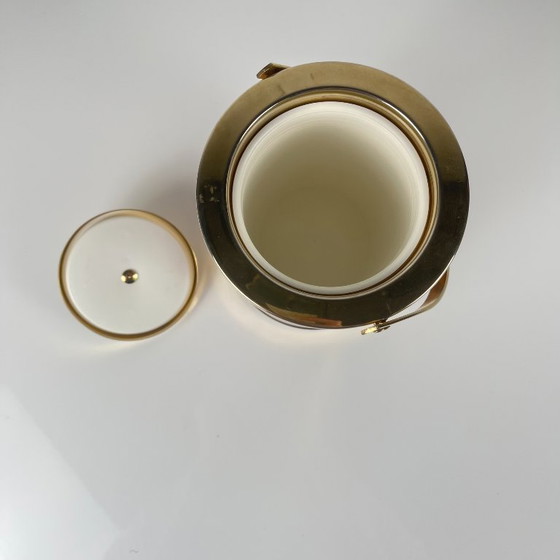 Image 1 of Vintage plastic ice bucket with elm burl effect, 1970