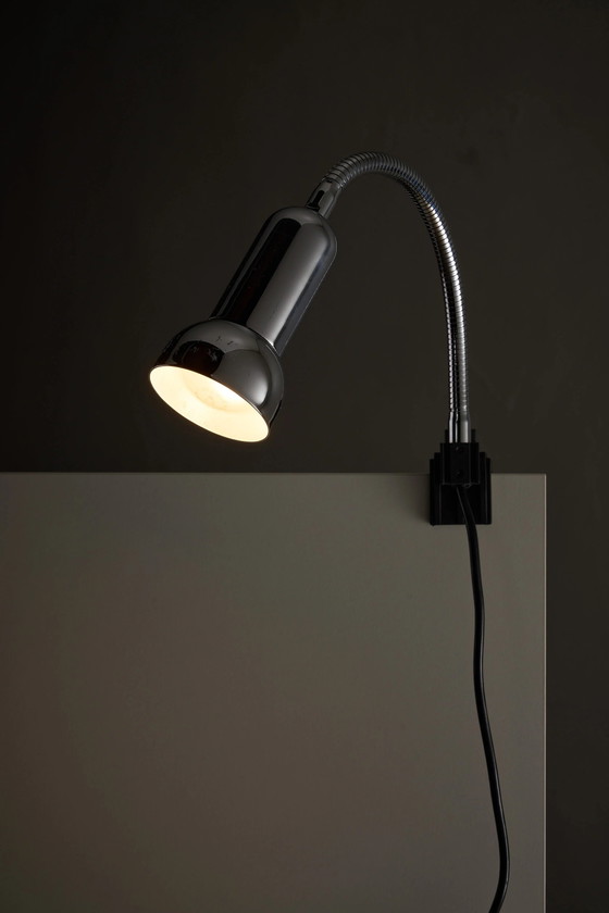 Lampada a morsetto cromata di Cosack, Cosack Leuchten, Lampade da scrivania, Metallo, Cromo, Nero, Space Age (foto 4 di 5)