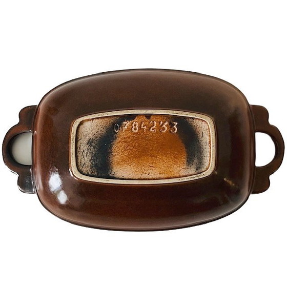 Image 1 of Vintage German ceramic brown oven dish art deco style 1960s
