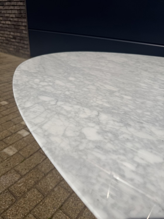 Original Oval Florence Knoll Dining Table (244x137cm) Carrara New condition!! – Chrome, Marble (photo 5 of 15)