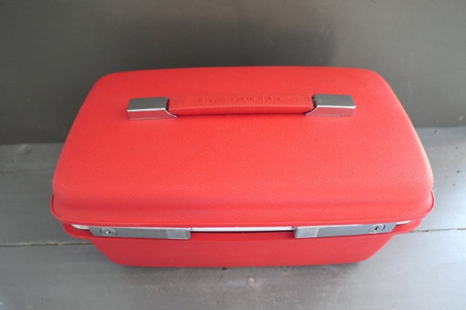 Vintage Samsonite Beauty Case Hardcover Red – reistassen, Metal, Plastic (photo 2 of 10)